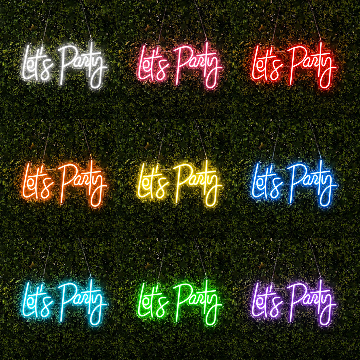 Let S Party Neon Light Sign LED Reusable Wall D Cor LED Neon Sign color grid