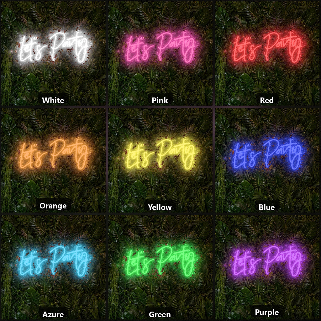 Let S Party Surrounded By Greenery LED Neon Sign Home Garage Wall Decoration color grid