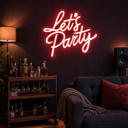 Let S Party Wall Decor LED Neon Sign Home Garage Wall Decoration real lifestyle scene