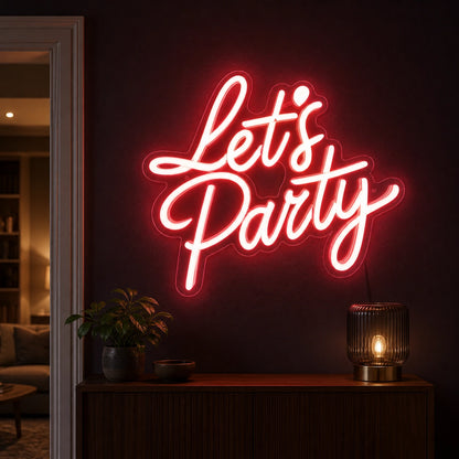 Let S Party Wall Decor LED Neon Sign Home Garage Wall Decoration size image