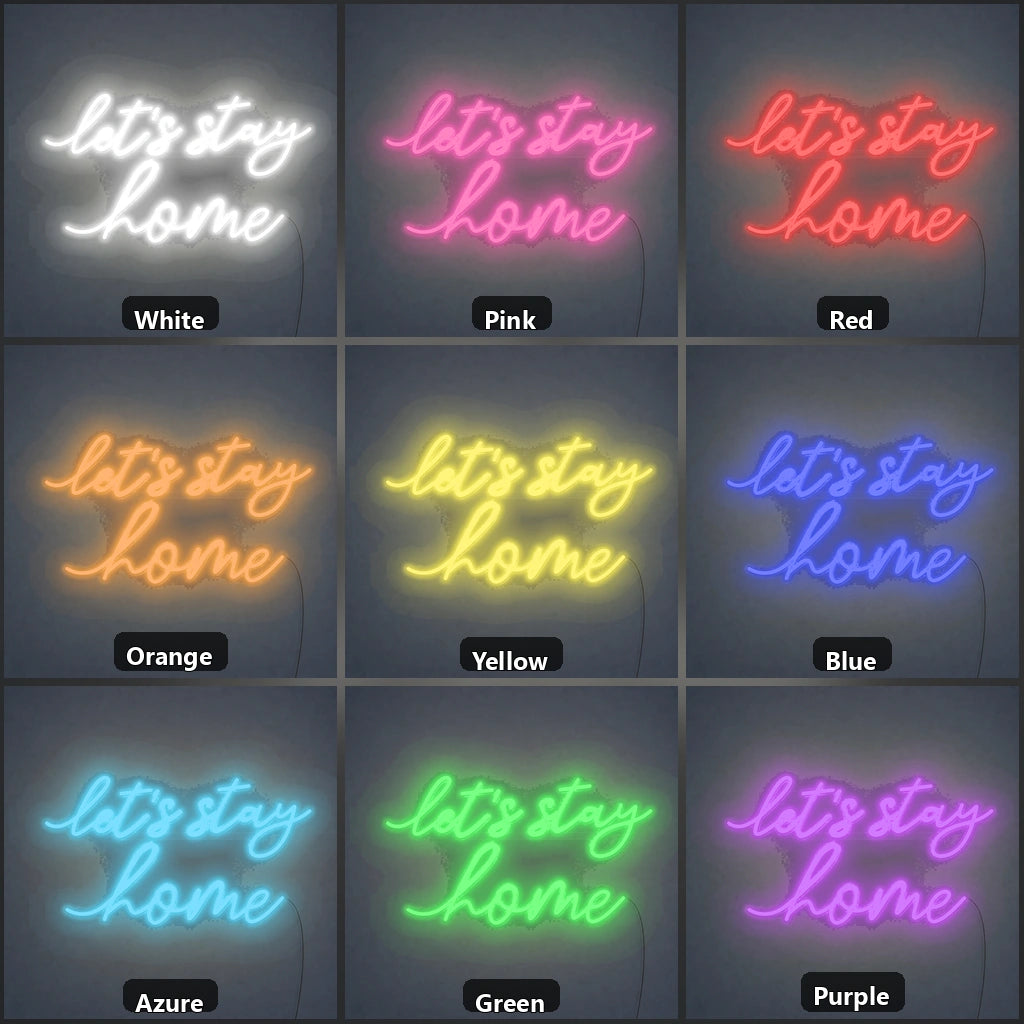Let S Stay Home LED Neon Sign Home Bar Wall Decoration color grid