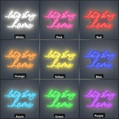 Let S Stay Home LED Neon Sign Home Bar Wall Decoration color grid