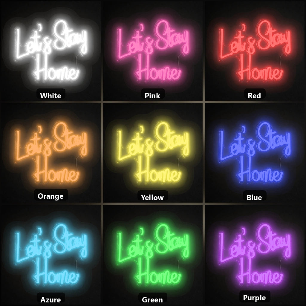 Let S Stay Home Wall Decor LED Neon Sign Home Bar Wall Decoration color grid