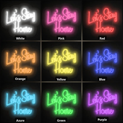 Let S Stay Home Wall Decor LED Neon Sign Home Bar Wall Decoration color grid