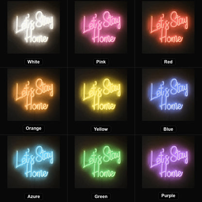 Let S Stay Home Wall Decor LED Neon Sign Man Cave Neon Sign color grid