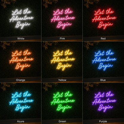 Let The Adventure Begin Man Cave LED Neon Sign day and night comparison
