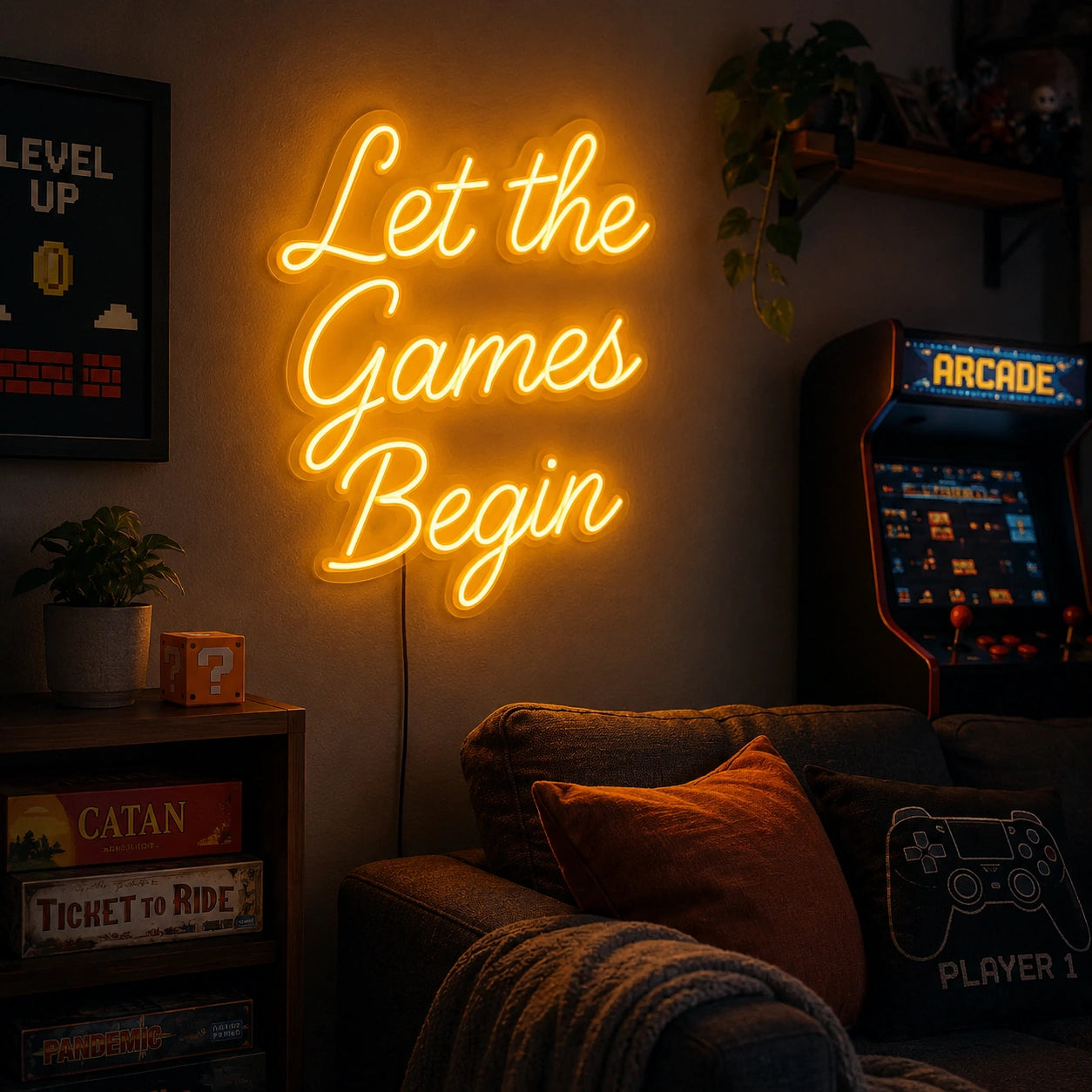 Let The Games Begin Neon Sign LED Neon Sign real lifestyle scene