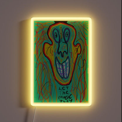 Let The Music Play Rgb Led Neon Sign Bar Decors Green