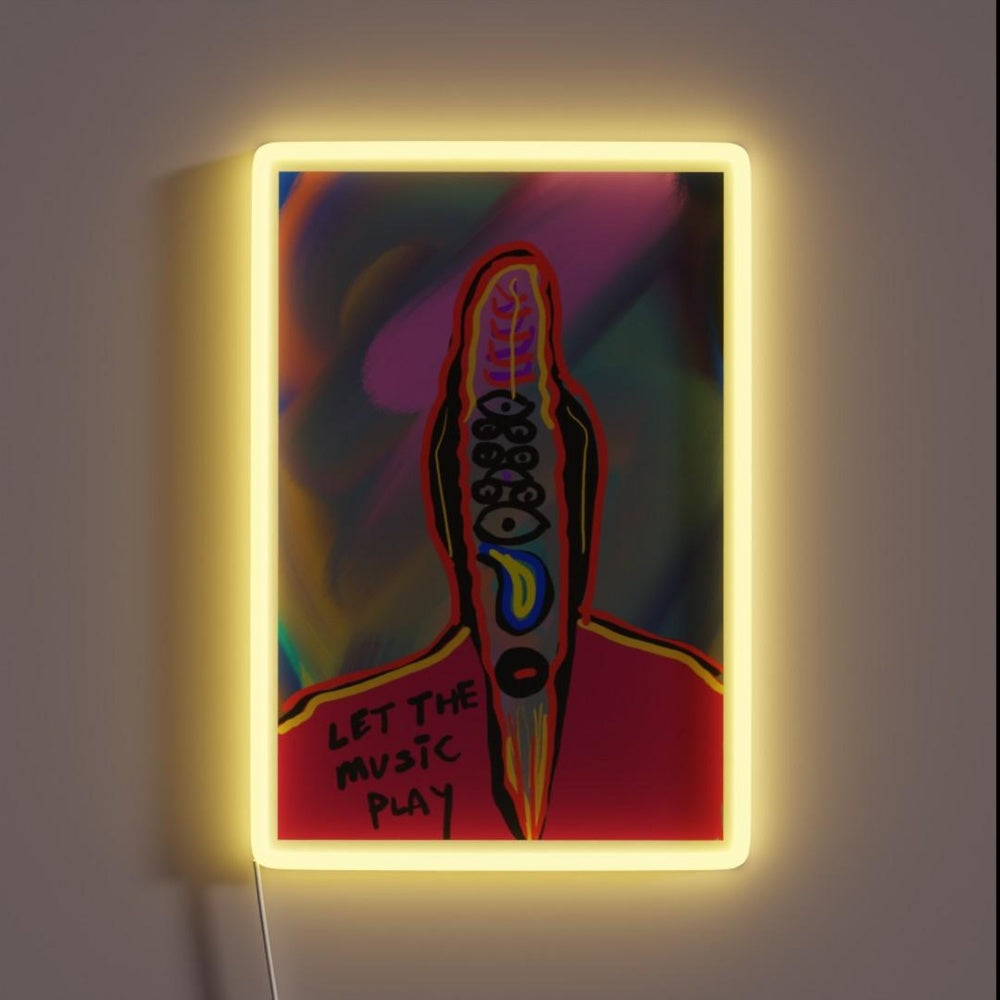 Let The Music Play Rgb Led Neon Sign Bar Uv Printed Decor Custom Neon