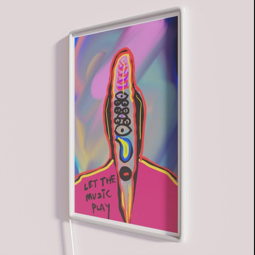 Let The Music Play Rgb Led Neon Sign Bar Uv Printed Decor Custom Neon