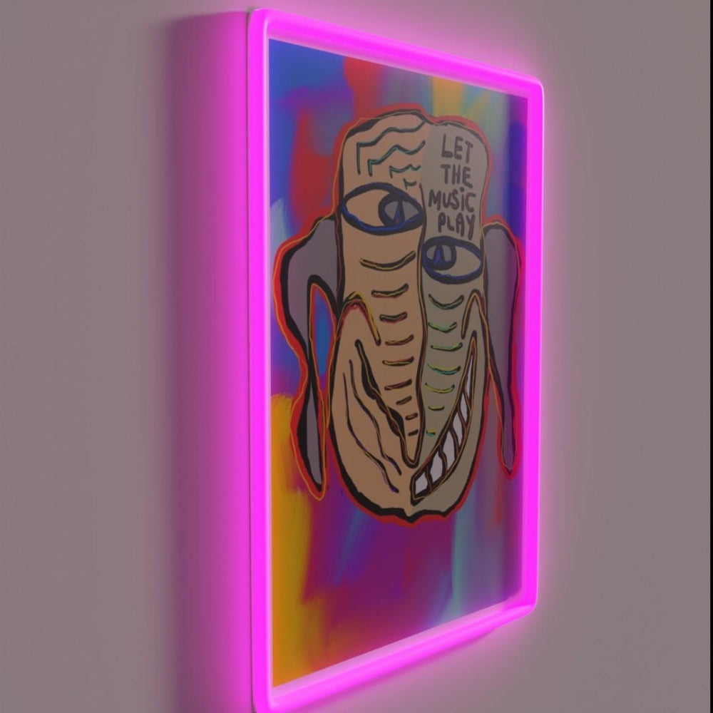 Let The Music Play Rgb Led Neon Sign Bar Wall Canvas Wall Decor