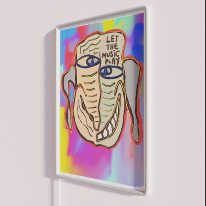 Let The Music Play Rgb Led Neon Sign Bar Wall Canvas Wall Decor