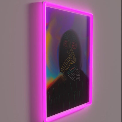 Let The Music Play Rgb Led Neon Sign Colorful Wall Decor - LED neon sign close-up detail