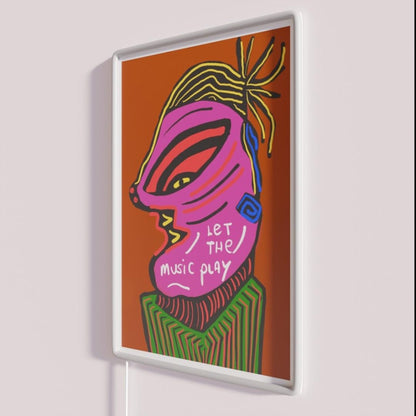 Let The Music Play Rgb Led Neon Sign Uv Printed Storefront Neon Sign