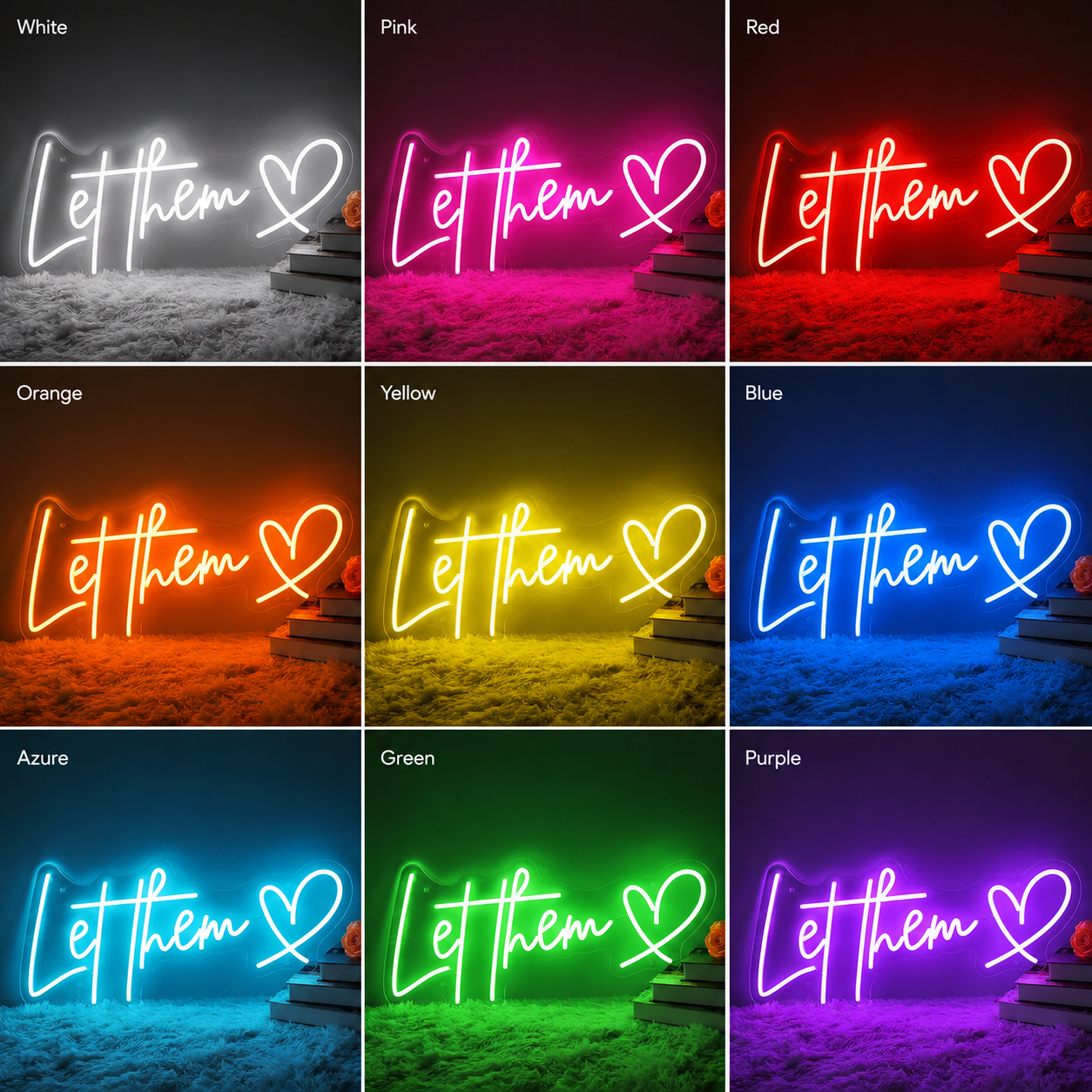 Let Them Love LED Neon Sign - 05 Color Grid