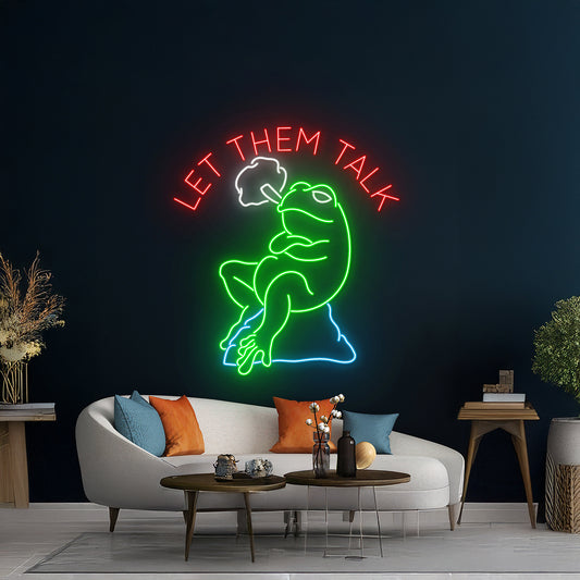 Let Them Talk Smoking Frog Led Sign