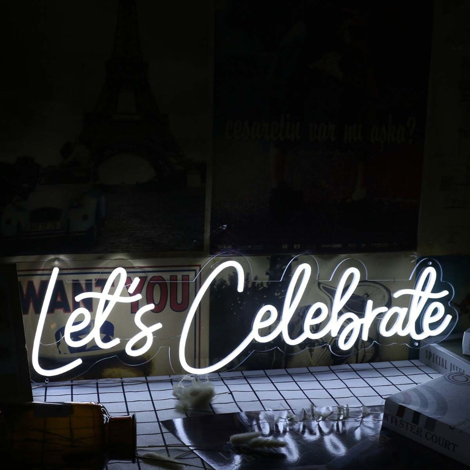 Let Us Celebrate White Party Neon Sign | Shineneon