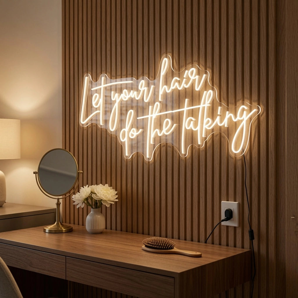 Let Your Hair Do The Talking LED Neon Sign Wall Decor - 03 Real Lifestyle Scene