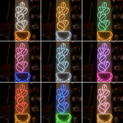 Letrero Granos De Caf Realizados LED Neon Sign - 05 Color Grid