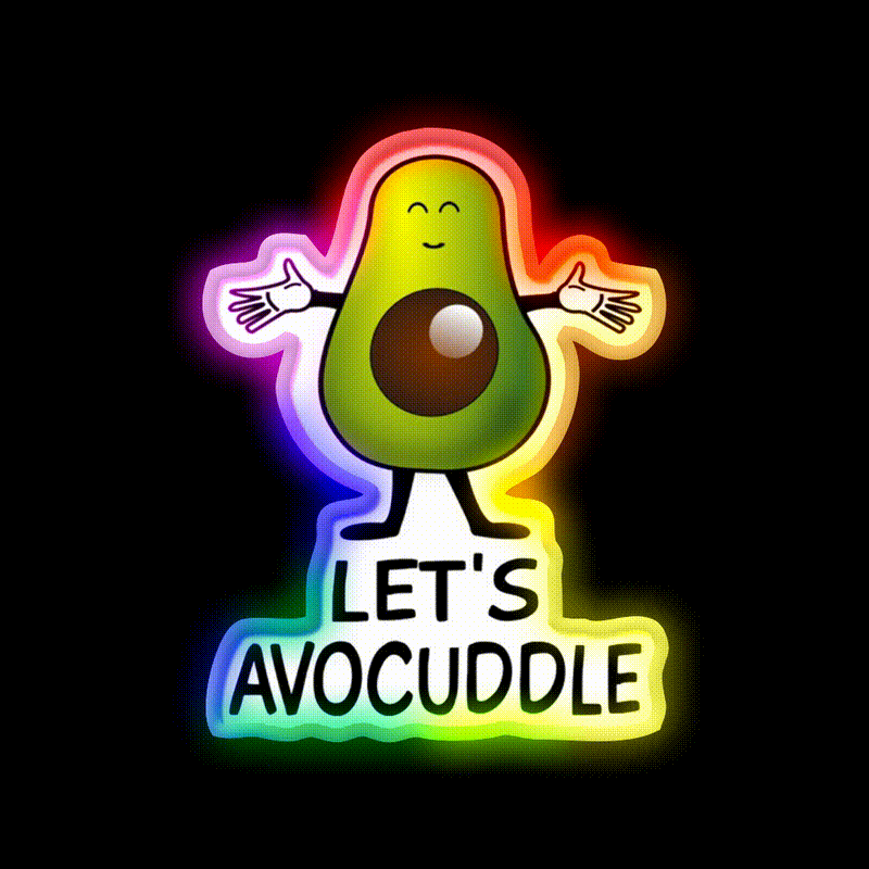 Lets Avocuddle Taco Led Neon Sign Mexican Food Sign Rgb Color - LED neon sign close-up detail