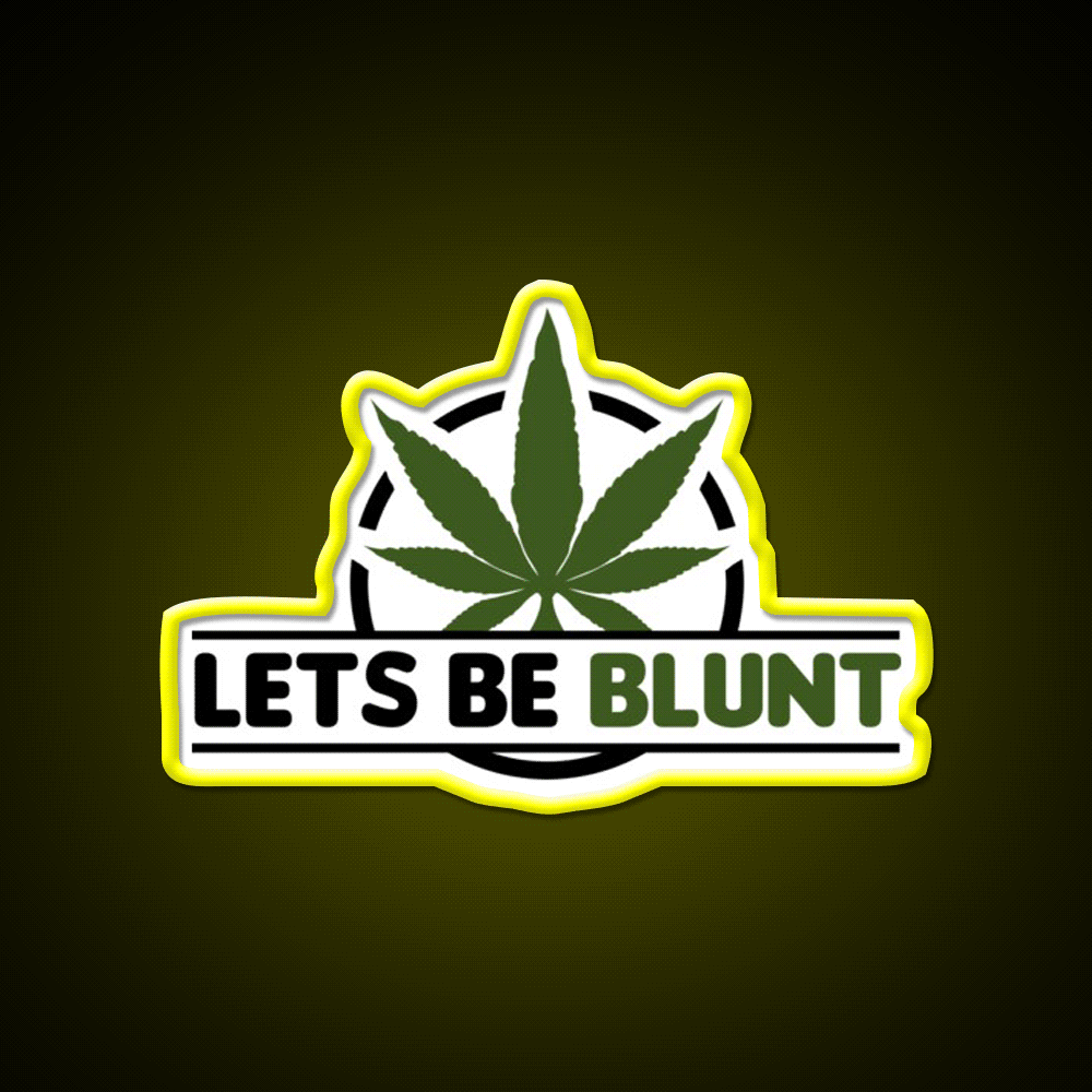 Lets Be Blunt Hemp Inspired Green Leaf Led Neon Sign Rgb Color - Custom LED neon sign front view