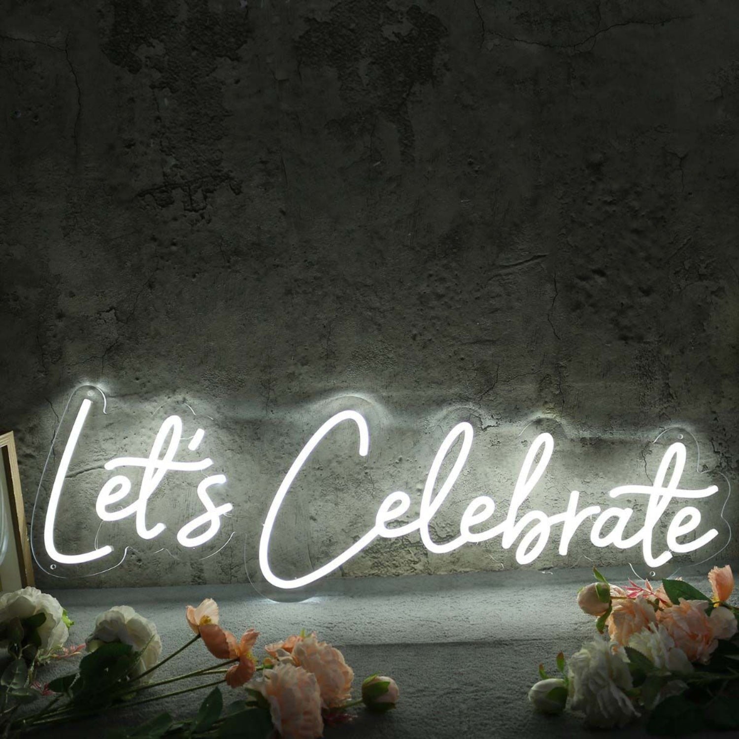 Lets Celebrate White Led Neon Sign - Shineneon