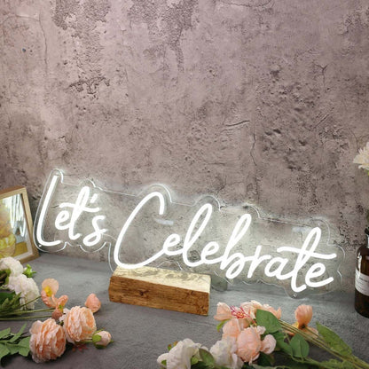 Lets Celebrate White Led Neon Sign - Shineneon