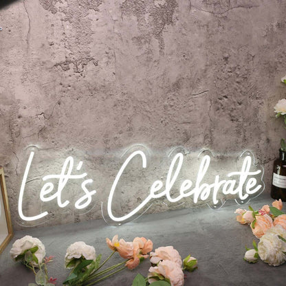 Lets Celebrate White Led Neon Sign - Shineneon