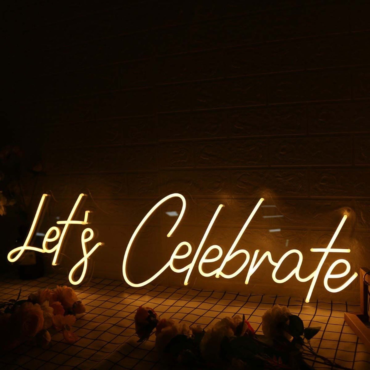 Lets Celebrate Yellow Led Neon Sign Fcelebratory Spaces | Shineneon