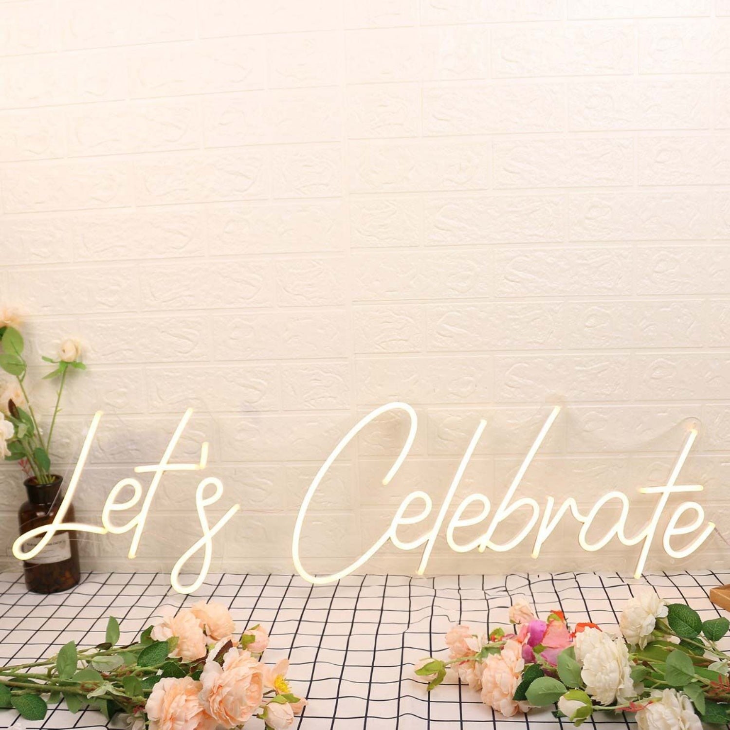 Lets Celebrate Yellow Led Neon Sign Fcelebratory Spaces | Shineneon