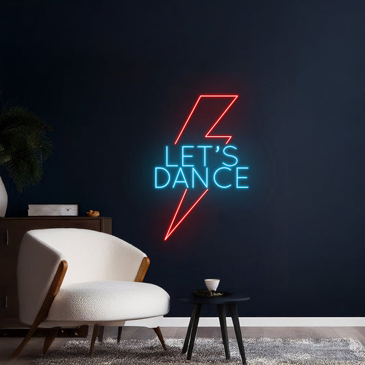 Lets Dance Lighting Bolt Neon Sign