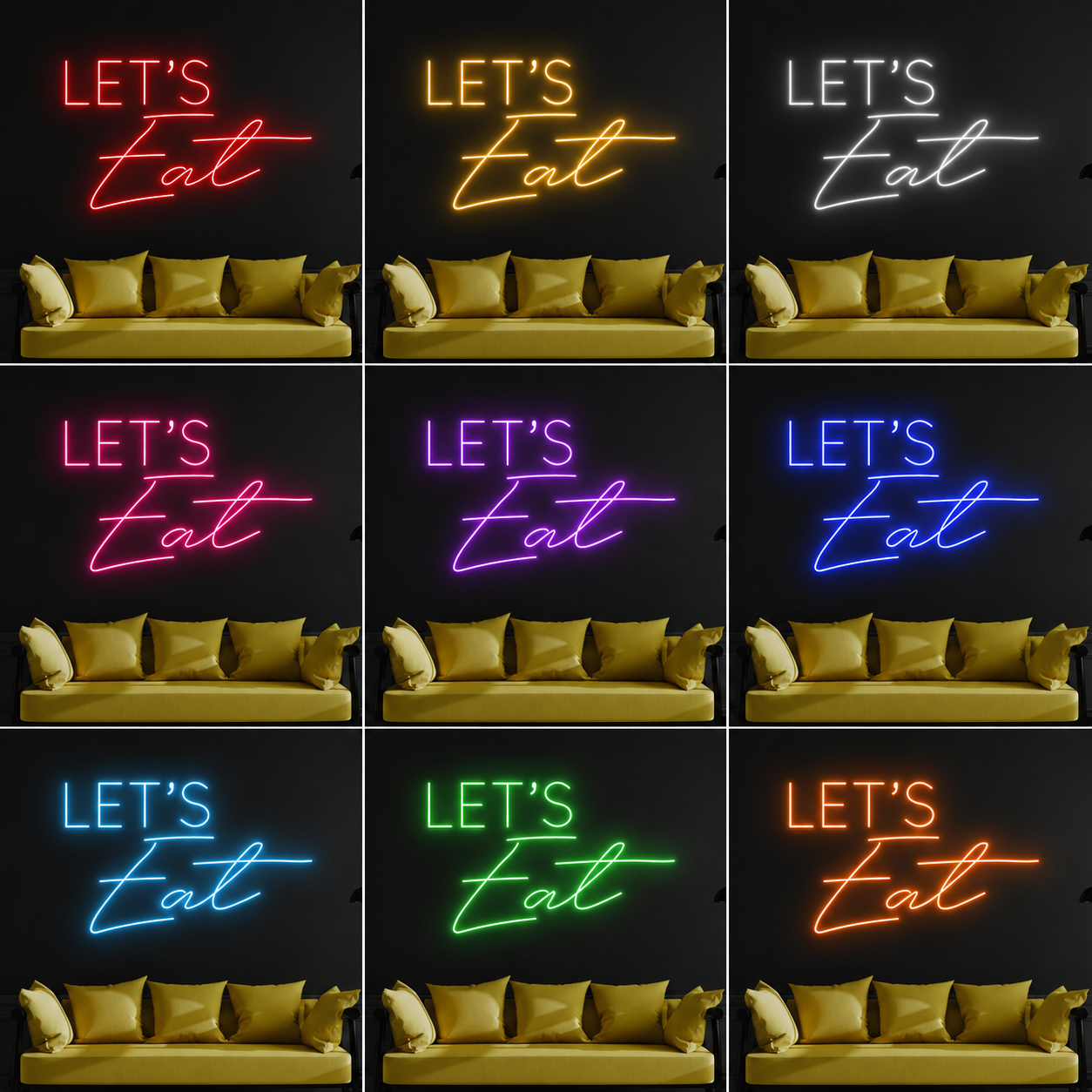 Let's Eat LED Neon Sign Wall Neon Sign - 05 Color Grid