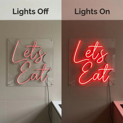 Let's Eat Wall Decor LED Neon Sign - 06 Day Night Comparison