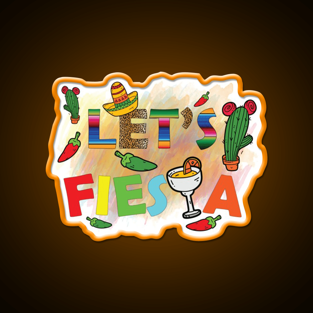 Lets Fiesta Cinco De Mayo Festival Taco Led Neon Sign Rgb Color - Shineneon