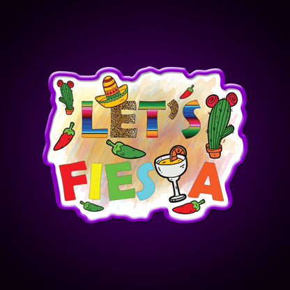 Lets Fiesta Cinco De Mayo Festival Taco Led Neon Sign Rgb Color - Shineneon