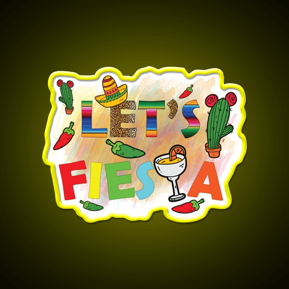 Lets Fiesta Cinco De Mayo Festival Taco Led Neon Sign Rgb Color - Shineneon