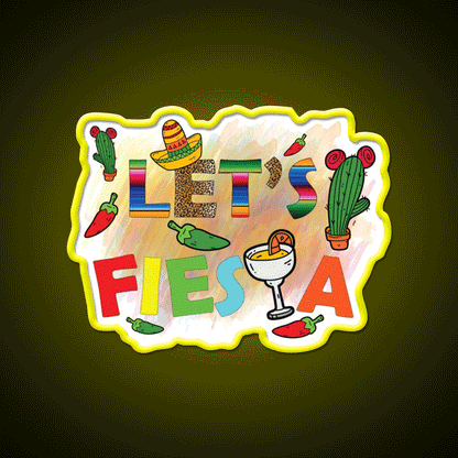 Lets Fiesta Cinco De Mayo Festival Taco Led Neon Sign Rgb Color - Custom LED neon sign front view
