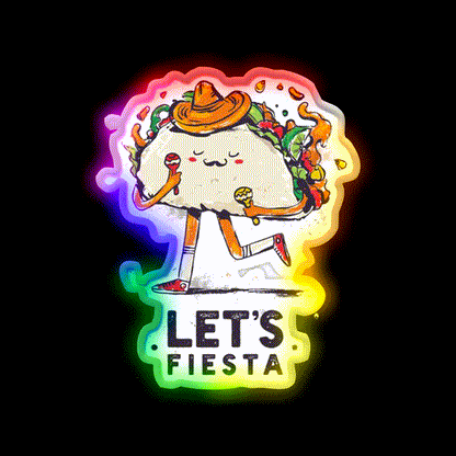 Lets Fiesta Cute Cinco De Mayo Taco Led Neon Sign Rgb Color - LED neon sign close-up detail