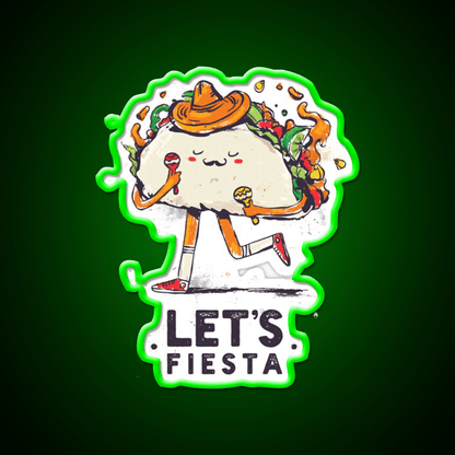 Lets Fiesta Cute Cinco De Mayo Taco Led Neon Sign Rgb Color - Shineneon