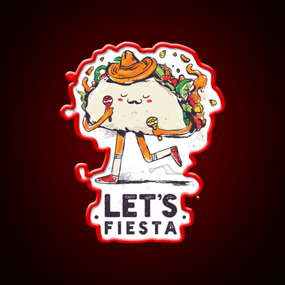 Lets Fiesta Cute Cinco De Mayo Taco Led Neon Sign Rgb Color - Shineneon
