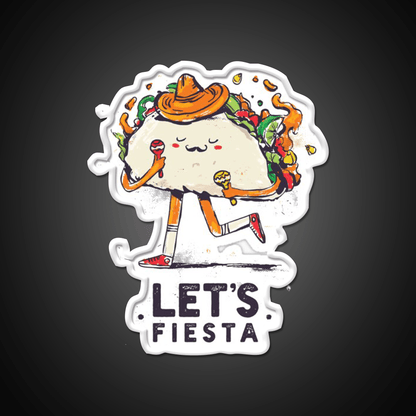 Lets Fiesta Cute Cinco De Mayo Taco Led Neon Sign Rgb Color - Shineneon