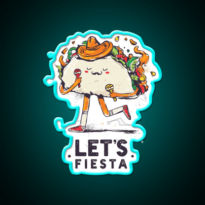 Lets Fiesta Cute Cinco De Mayo Taco Led Neon Sign Rgb Color - Shineneon