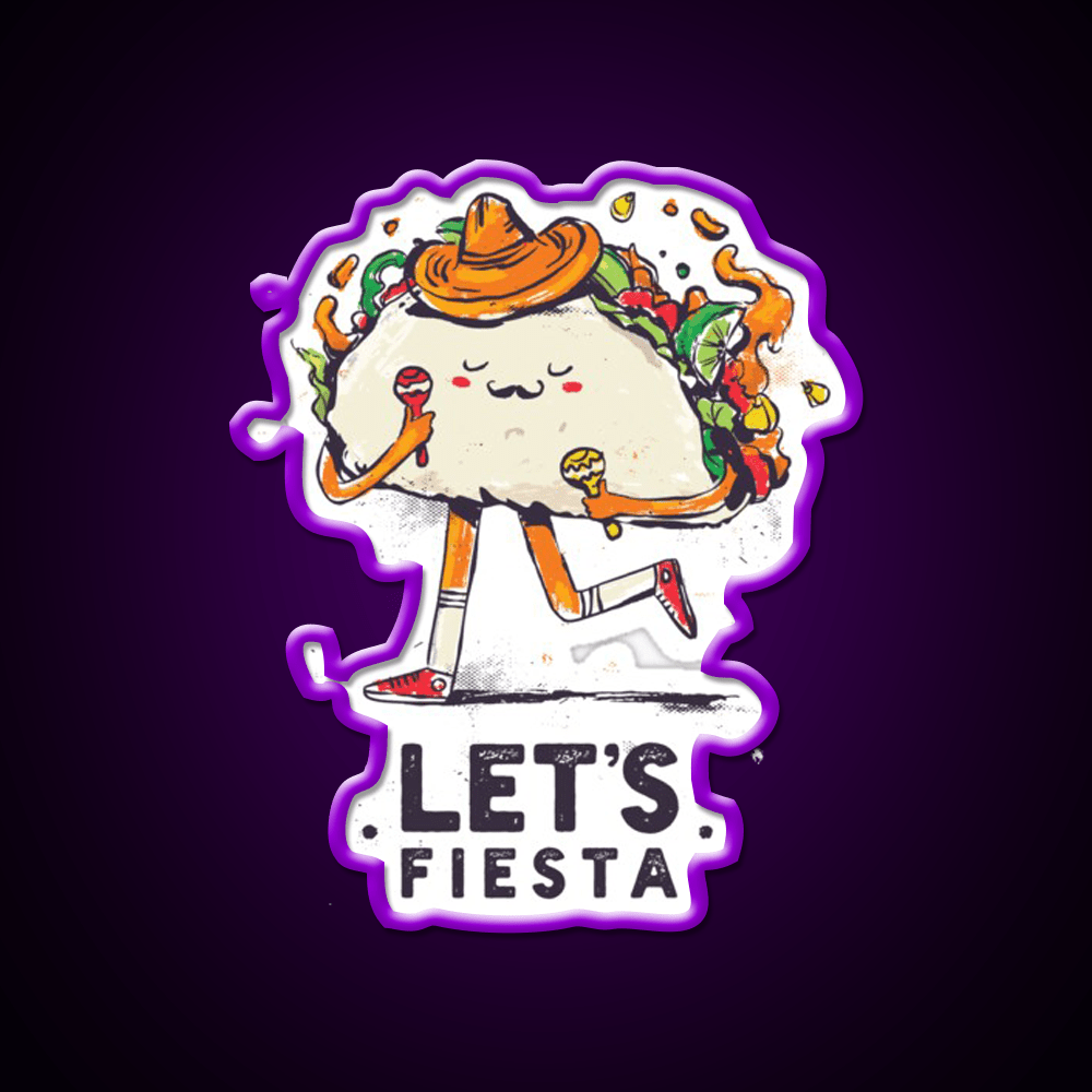 Lets Fiesta Cute Cinco De Mayo Taco Led Neon Sign Rgb Color - Shineneon