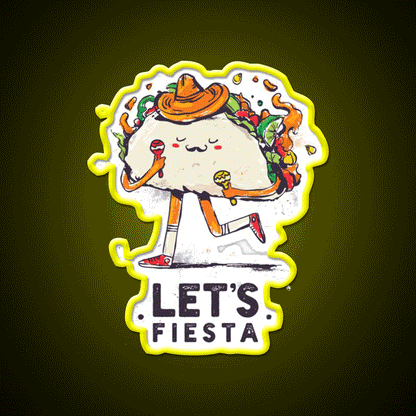Lets Fiesta Cute Cinco De Mayo Taco Led Neon Sign Rgb Color - Custom LED neon sign front view