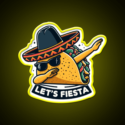 Lets Fiesta Dabbing Tacos Mexican Fiesta Party Taco Led Neon Sign Rgb Color - Shineneon
