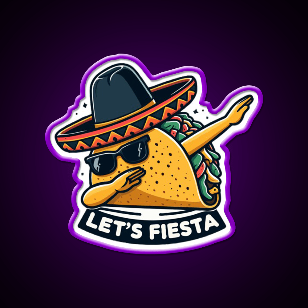 Lets Fiesta Dabbing Tacos Mexican Fiesta Party Taco Led Neon Sign Rgb Color - Shineneon