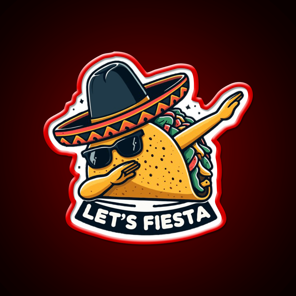Lets Fiesta Dabbing Tacos Mexican Fiesta Party Taco Led Neon Sign Rgb Color - Shineneon