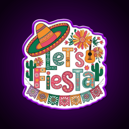 Lets Fiesta Mexican Party Celebration Heartbeat Taco Led Neon Sign Rgb Color - Shineneon