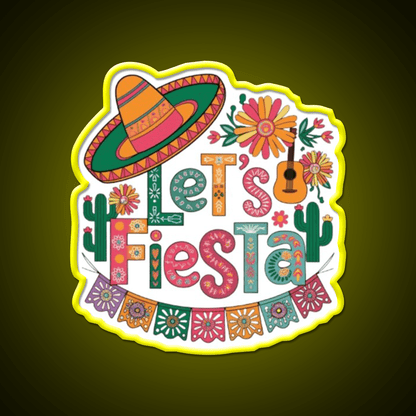 Lets Fiesta Mexican Party Celebration Heartbeat Taco Led Neon Sign Rgb Color - Shineneon