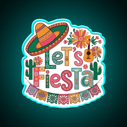 Lets Fiesta Mexican Party Celebration Heartbeat Taco Led Neon Sign Rgb Color - Shineneon